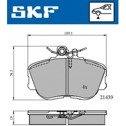 stabdžių trinkelių rinkinys, diskinis stabdys
                                SKF                                         