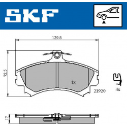 stabdžių trinkelių rinkinys, diskinis stabdys
                                SKF                                         