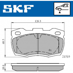 stabdžių trinkelių rinkinys, diskinis stabdys
                                SKF                                         
