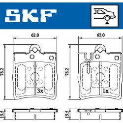 stabdžių trinkelių rinkinys, diskinis stabdys
                                SKF                                         