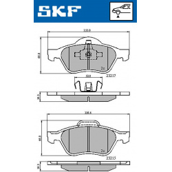 Stabdžių trinkelių rinkinys, diskinis stabdys
                                SKF                                         