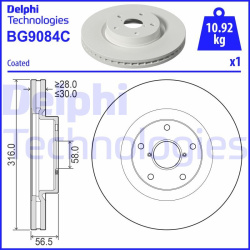 stabdžių diskas (1vnt)
                                DELPHI                                                BG9084C, Nenur