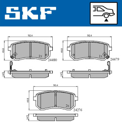 stabdžių trinkelių rinkinys, diskinis stabdys
                                SKF                                         