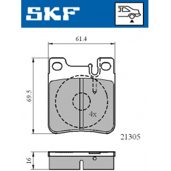 stabdžių trinkelių rinkinys, diskinis stabdys
                                SKF                                VKBP90502