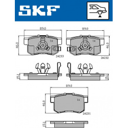 stabdžių trinkelių rinkinys, diskinis stabdys
                                SKF                                         