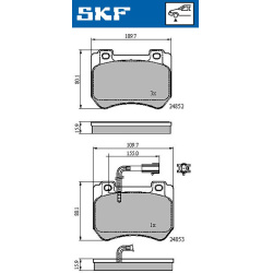 Stabdžių trinkelių rinkinys, diskinis stabdys
                                SKF                                         