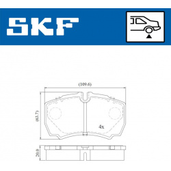 stabdžių trinkelių rinkinys, diskinis stabdys
                                SKF                                         