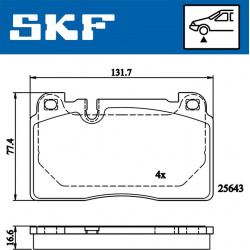 stabdžių trinkelių rinkinys, diskinis stabdys
                                SKF                                VKBP80225