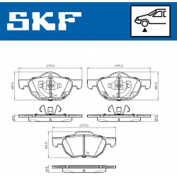 stabdžių trinkelių rinkinys, diskinis stabdys
                                SKF                                         