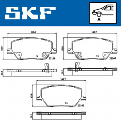 stabdžių trinkelių rinkinys, diskinis stabdys
                                SKF                                         