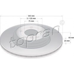 stabdžių diskas (1vnt) COATED
                                TOPRAN                                                502 241