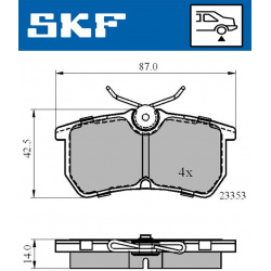 stabdžių trinkelių rinkinys, diskinis stabdys
                                SKF                                         