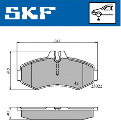stabdžių trinkelių rinkinys, diskinis stabdys
                                SKF                                         