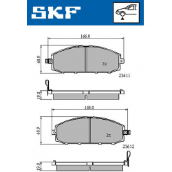 stabdžių trinkelių rinkinys, diskinis stabdys
                                SKF                                         