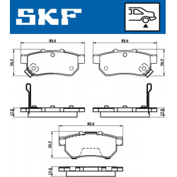 stabdžių trinkelių rinkinys, diskinis stabdys
                                SKF                                         