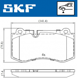 stabdžių trinkelių rinkinys, diskinis stabdys
                                SKF                                         