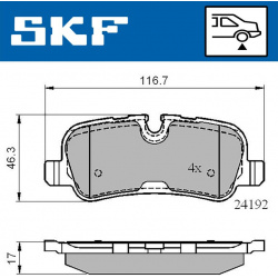 stabdžių trinkelių rinkinys, diskinis stabdys
                                SKF                                         