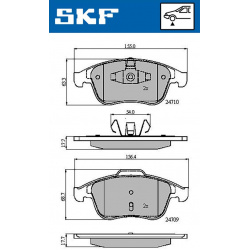 stabdžių trinkelių rinkinys, diskinis stabdys
                                SKF                                         