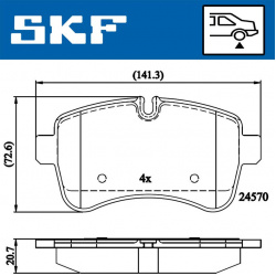 stabdžių trinkelių rinkinys, diskinis stabdys
                                SKF                                         