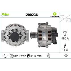 kintamosios srovės generatorius VALEO CORE-FLEX
                                                200236, VALEO, 200236, auto 