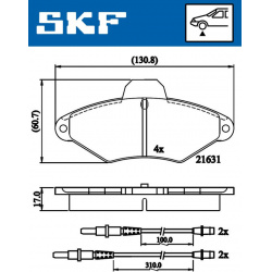 stabdžių trinkelių rinkinys, diskinis stabdys
                                SKF                                         