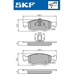 stabdžių trinkelių rinkinys, diskinis stabdys
                                SKF                                         