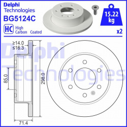 stabdžių diskas (1vnt)
                                DELPHI                                BG5124C, Nenurodytas gamintoja