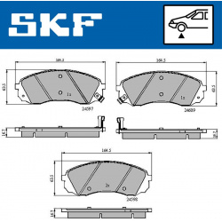 stabdžių trinkelių rinkinys, diskinis stabdys
                                SKF                                         