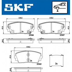 stabdžių trinkelių rinkinys, diskinis stabdys
                                SKF                                         