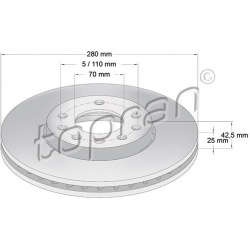 stabdžių diskas (1vnt) COATED
                                TOPRAN                                                205 524