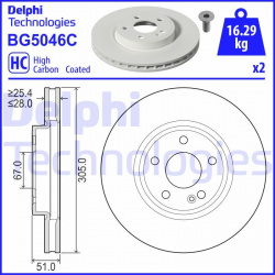 stabdžių diskas (1vnt)
                                DELPHI                                BG5046C, Nenurodytas gamintoja
