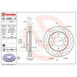 stabdžių diskas (1vnt) XTRA LINE - Xtra
                                BREMBO                                09.A868.1X, B
