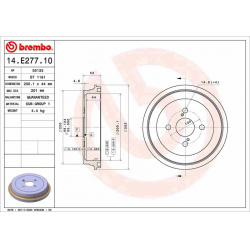 stabdžių būgnas ESSENTIAL LINE
                                BREMBO                                                14.E2