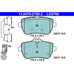 stabdžių trinkelių rinkinys, diskinis stabdys ATE Ceramic
                                                13.0470-2780.2, 