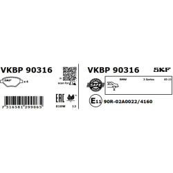 stabdžių trinkelių rinkinys, diskinis stabdys
                                SKF                                VKBP90316
