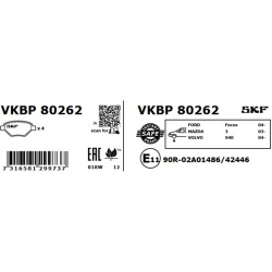 stabdžių trinkelių rinkinys, diskinis stabdys
                                SKF                                VKBP80262