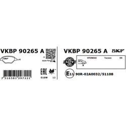 stabdžių trinkelių rinkinys, diskinis stabdys
                                SKF                                VKBP90265