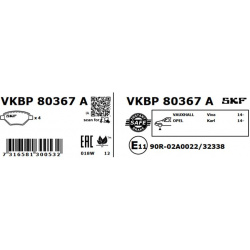 stabdžių trinkelių rinkinys, diskinis stabdys
                                SKF                                VKBP80367