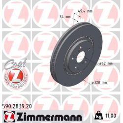 Stabdžių diskas COAT Z
ZIMMERMANN 590.2839.2