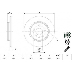stabdžių diskas (1vnt)
                                BOSCH                                0 986 479 F53, BOSCH, 0986479F5