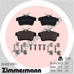 stabdžių trinkelių rinkinys, diskinis stabdys
                                ZIMMERMANN                                24