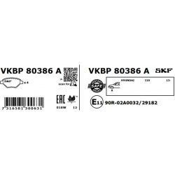 stabdžių trinkelių rinkinys, diskinis stabdys
                                SKF                                VKBP80386