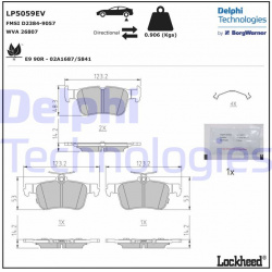 stabdžių trinkelių rinkinys, diskinis stabdys
                                DELPHI                                      