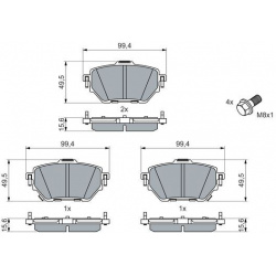 stabdžių trinkelių rinkinys, diskinis stabdys
                                BOSCH                                       