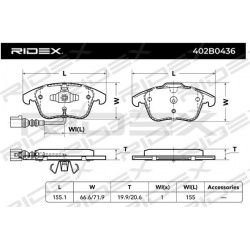 stabdžių trinkelių rinkinys, diskinis stabdys
                                RIDEX                                402B043