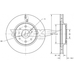 stabdžių diskas (1vnt)
                                TOMEX Brakes                                TX73-64, TOMEX Brakes, T