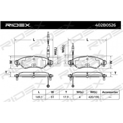 stabdžių trinkelių rinkinys, diskinis stabdys
                                RIDEX                                402B052