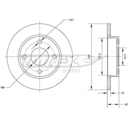 stabdžių diskas (1vnt)
                                TOMEX Brakes                                TX70-99, TOMEX Brakes, T