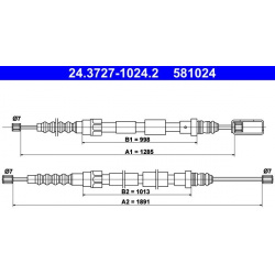 trosas, stovėjimo stabdys
                                ATE                                                24-3727-1024-2,