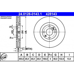 stabdžių diskas (1vnt)
                                ATE                                                24-0128-0143-1, A